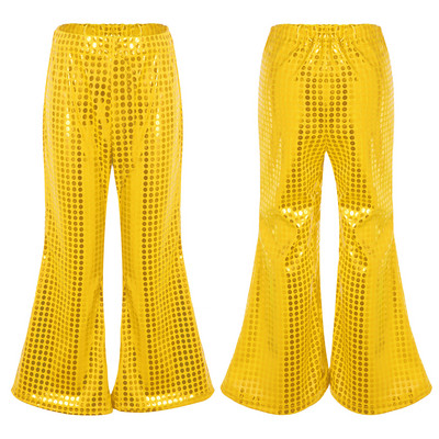 Деца Момчета Момичета Блестящи пайети Танцови панталони Стилно облекло Еластичен колан Клеш панталони Панталони за сценични представления