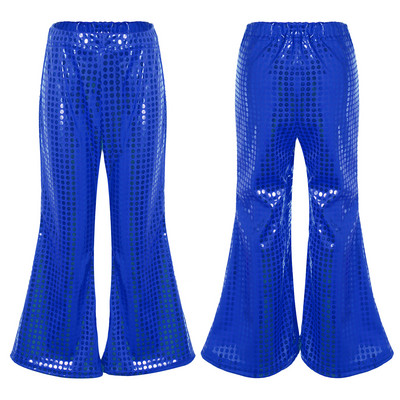 Деца Момчета Момичета Блестящи пайети Танцови панталони Стилно облекло Еластичен колан Клеш панталони Панталони за сценични представления