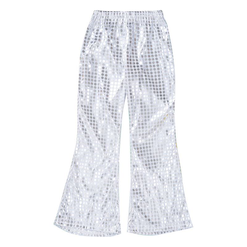 Деца Момчета Момичета Блестящи пайети Танцови панталони Стилно облекло Еластичен колан Клеш панталони Панталони за сценични представления