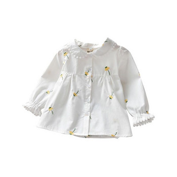 Χαριτωμένα κορίτσια πουκάμισα Άνοιξη καλοκαίρι Παιδικά ρούχα Βρεφικό κοριτσάκι Κέντημα με λουλούδια Γλυκά μακρυμάνικη μπλούζα μπλούζες Παιδικά δώρα