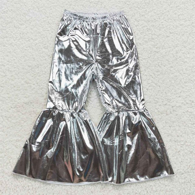 Nagykereskedelem Baba lányok zöld sellő holografikus spandex nadrágok gyerekeknek kisgyermekek csengő alsó nadrág csecsemő puha ruházat