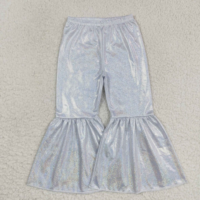 Nagykereskedelem Baba lányok zöld sellő holografikus spandex nadrágok gyerekeknek kisgyermekek csengő alsó nadrág csecsemő puha ruházat