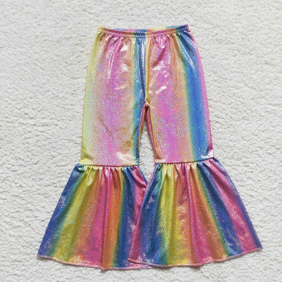 Nagykereskedelem Baba lányok zöld sellő holografikus spandex nadrágok gyerekeknek kisgyermekek csengő alsó nadrág csecsemő puha ruházat