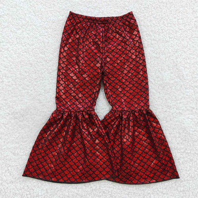 Nagykereskedelem Baba lányok zöld sellő holografikus spandex nadrágok gyerekeknek kisgyermekek csengő alsó nadrág csecsemő puha ruházat
