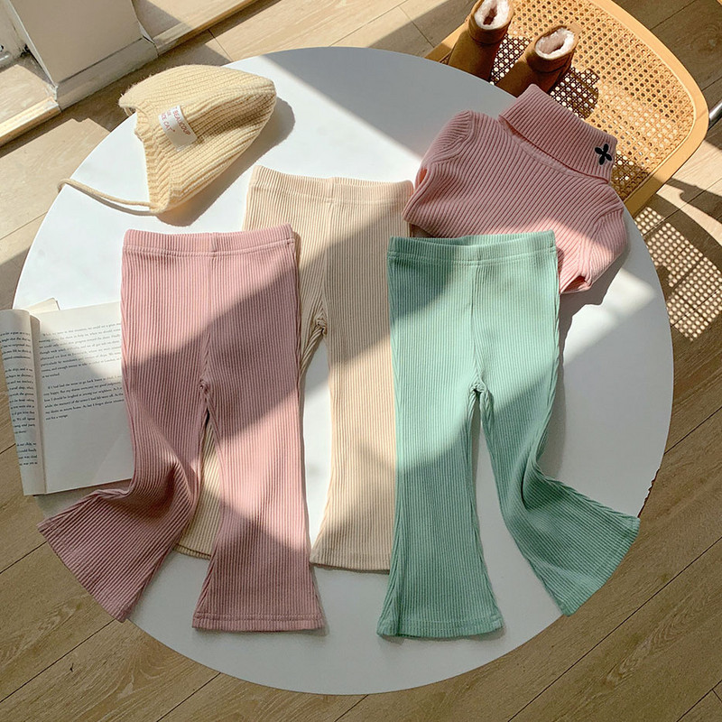 2-8T памучни панталони за момичета, елегантни есенни зимни дрехи за малко дете, есенни зимни дрехи, еластични детски клинове, детски панталони