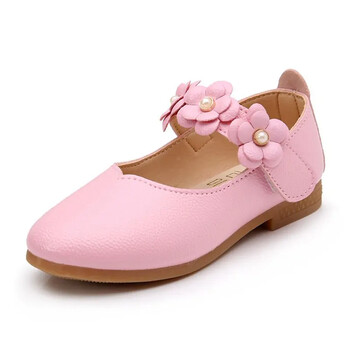 Кожени обувки за момиче Zapatos Niña Нови плоски обувки на принцеса Flower Single Shoes Fashion Mary Jane Shoes Детска рокля за обувки за момичета