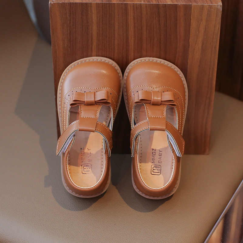 Пролетни есенни кожени обувки за момичета Семпли маркови дизайнерски принцеси Сладки, сладки, меки, удобни, равни детски обувки Детски обувки H03062