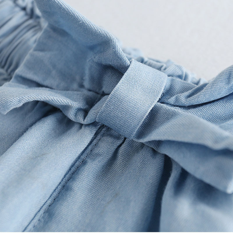 Детски панталони с дължина до прасеца Летни модни бебешки меки памучни дънкови панталони Детски дрехи Спортни панталони за момичета