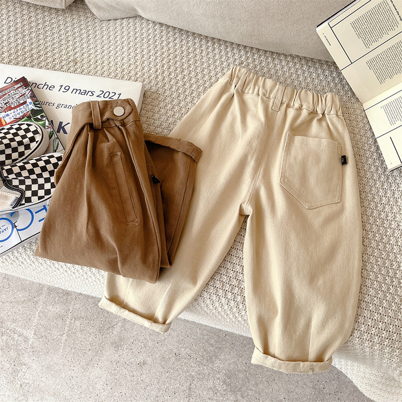 Памучни сглобки 2024 Пролет Есен Нови детски панталони Ежедневни панталони за момчета Дълъг ластик на талията Облекло за малко дете Детски дрехи за 1-10 години