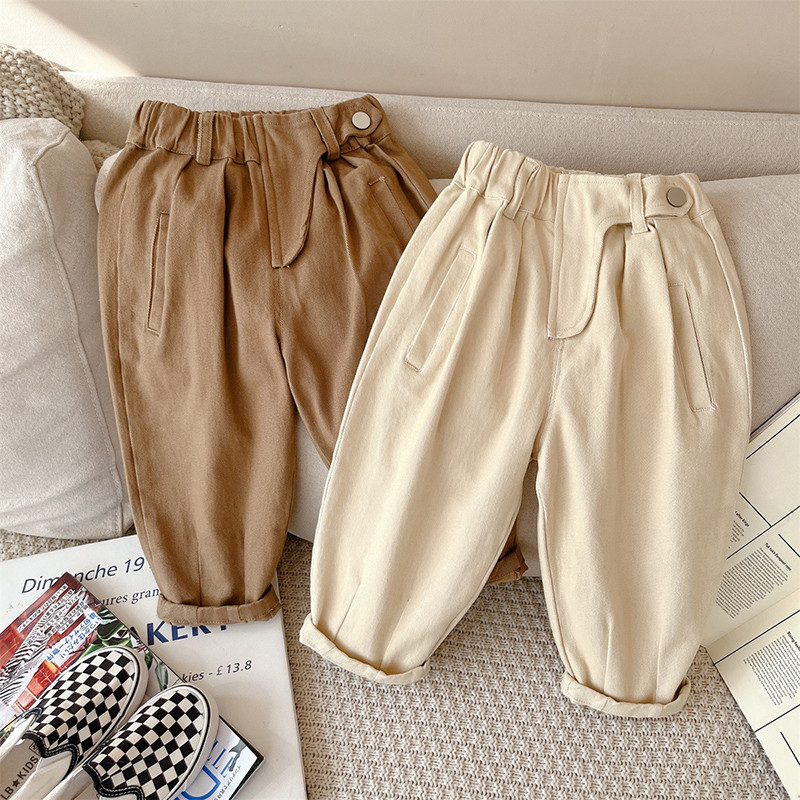 Памучни сглобки 2024 Пролет Есен Нови детски панталони Ежедневни панталони за момчета Дълъг ластик на талията Облекло за малко дете Детски дрехи за 1-10 години