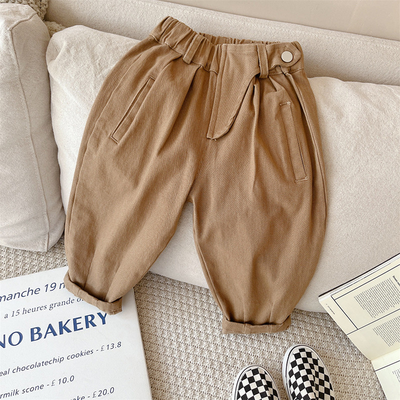 Памучни сглобки 2024 Пролет Есен Нови детски панталони Ежедневни панталони за момчета Дълъг ластик на талията Облекло за малко дете Детски дрехи за 1-10 години