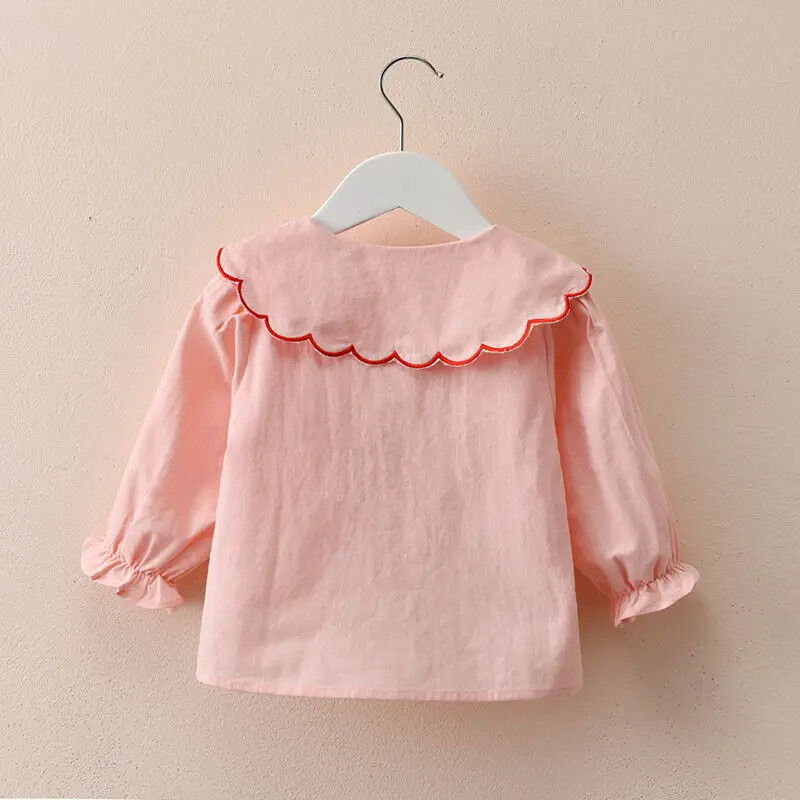 2024 Нови пролетни есенни бебешки ризи 2-10 години Модни сладки детски горнища Детски момичета Блузи с дълъг ръкав Риза Детско облекло Q516