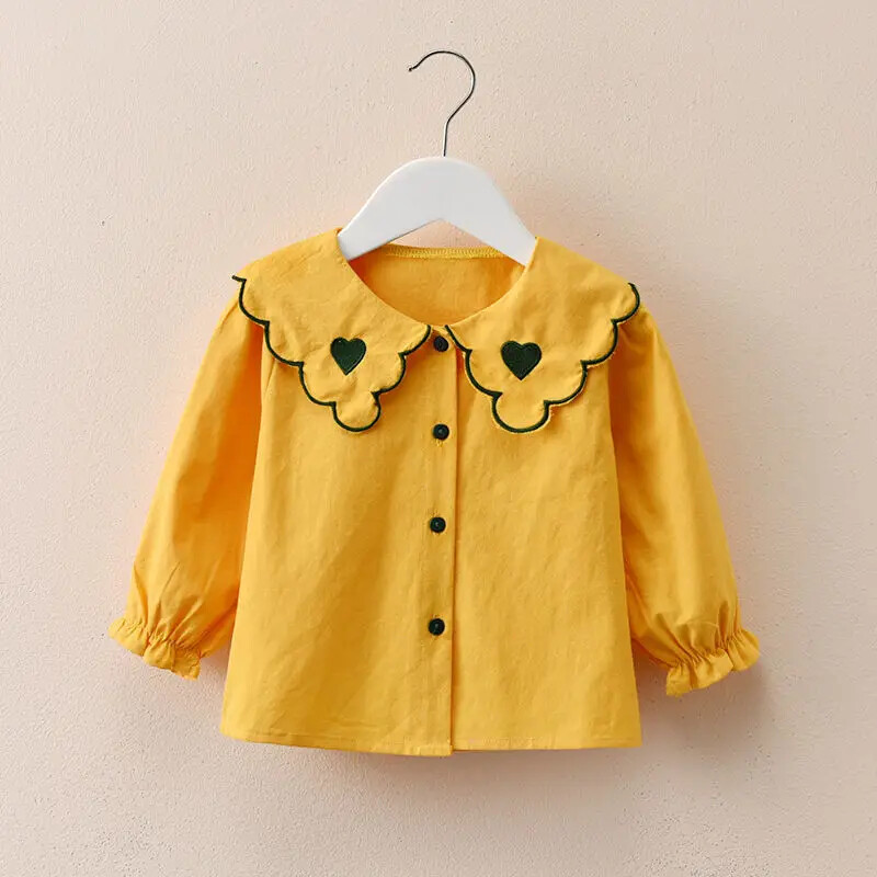 2024 Нови пролетни есенни бебешки ризи 2-10 години Модни сладки детски горнища Детски момичета Блузи с дълъг ръкав Риза Детско облекло Q516