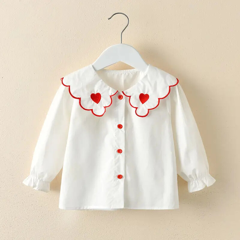 2024 Нови пролетни есенни бебешки ризи 2-10 години Модни сладки детски горнища Детски момичета Блузи с дълъг ръкав Риза Детско облекло Q516