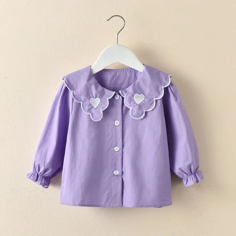 2024 Нови пролетни есенни бебешки ризи 2-10 години Модни сладки детски горнища Детски момичета Блузи с дълъг ръкав Риза Детско облекло Q516