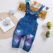 IENENS Baby Girl Overall Gyerek Nadrág Farmer Dungarees Hímzés Pillangó Nadrág Tipegő csecsemő Jumpsuit 0-4 éves korig Ruhák