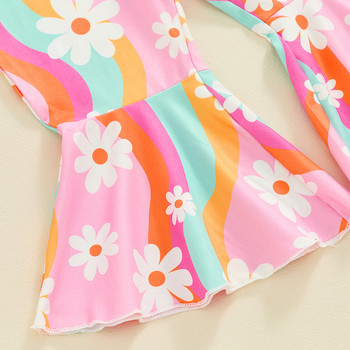 Βρεφική παιδική φόρμα για κορίτσια με φλοράλ στάμπα φόρμες 2024 για νήπιο λουράκι μακρύ παντελόνι Παιδικές φόρμες για κορίτσια casual ρούχα