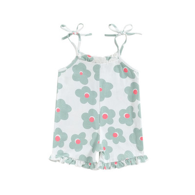 Citgeett Summer Kids Tipegő Lányok Jumpsuit Fodrok Ujjatlan Virágmintás Fűző Szíj Rövidnadrágok Játszóruha Ruhák