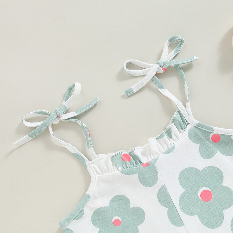 Citgeett Summer Kids Toddler Girls Гащеризон с волани Без ръкави Къси панталони с каишка с щампа на цветя Облекло за игра