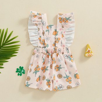 Καλοκαιρινές βρεφικές φόρμες για κοριτσάκια Lovely Flower print Bodysuits Lovely Fly Sleeve Backless Shortall Romper Παιδική φόρμα