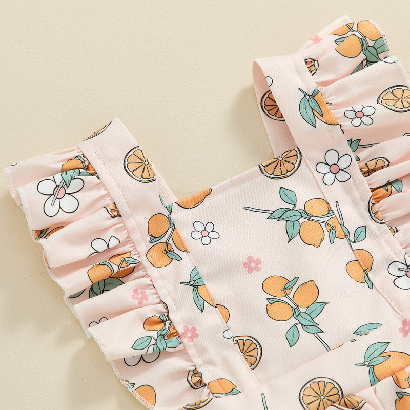 Летни гащеризони за бебета и момичета Прекрасни бодита с щампи на цветя Прекрасни къси гащеризони с летни ръкави без гръб Детски гащеризон