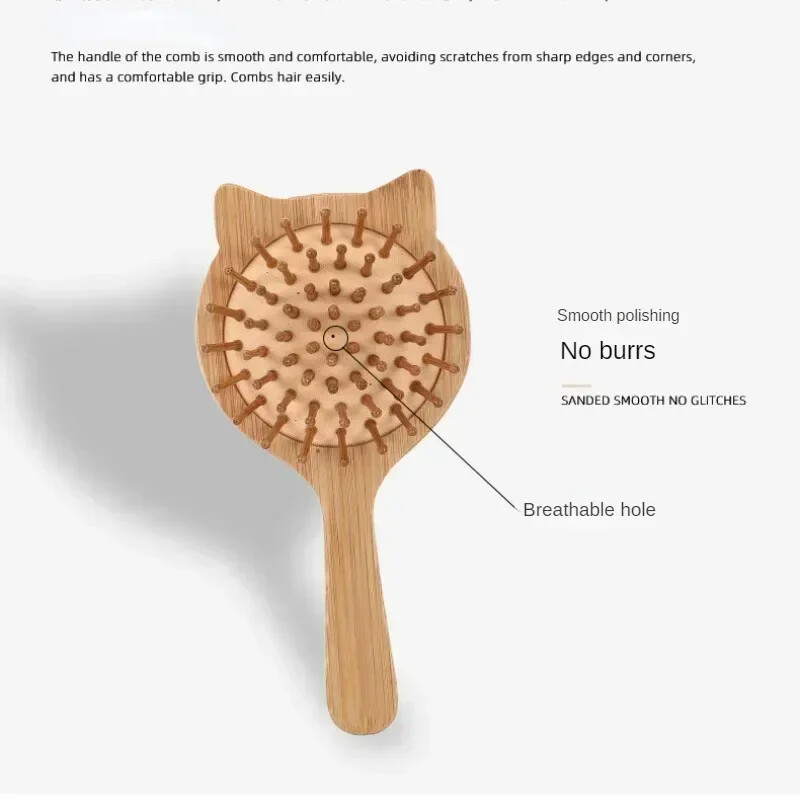 Нова грижа за бебето Чиста естествена вълна Бебешка дървена четка Четка за гребен Бебешка четка за коса Четка за коса за новородени Гребен за бебета Масажор за глава