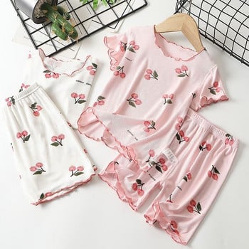 Κορεάτικα βρεφικά ρούχα καλοκαιρινά παιδικά νέα σετ πιτζάμες Cute Cherry T-shirt με κοντομάνικο σορτς 2 τμχ Βρεφικά σαλόνια για παιδιά
