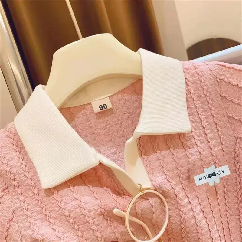 Бебешки момичета Сладък комплект сладки дрехи Детски ежедневен комплект панталони с къс ръкав Лято Нови детски удобства Модно спортно облекло 2-10 г.