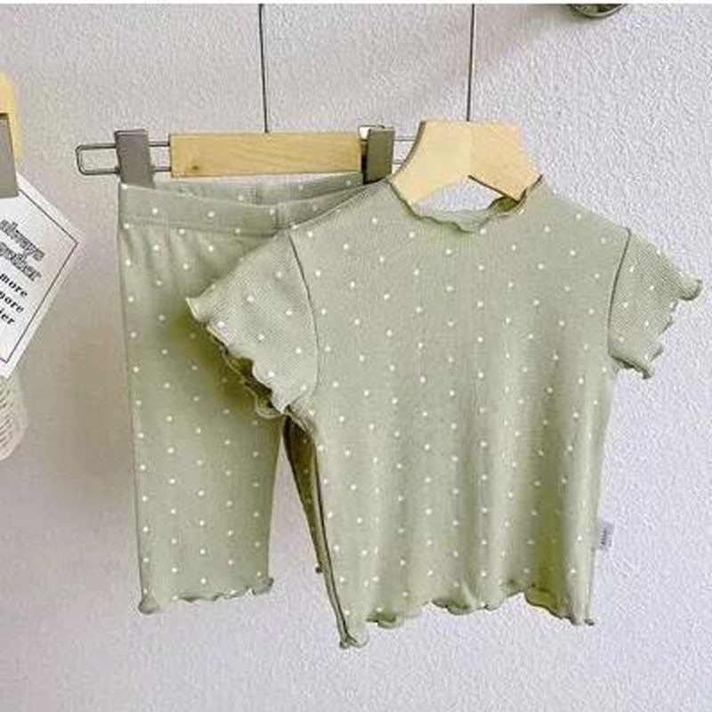 Ljeto 2024. Nova kućna odjeća za djevojčice, kostim, odijelo kratkih rukava s cvjetnim motivima, dječji dvodijelni set, pidžama u korejskoj verziji, odijelo za domaću odjeću