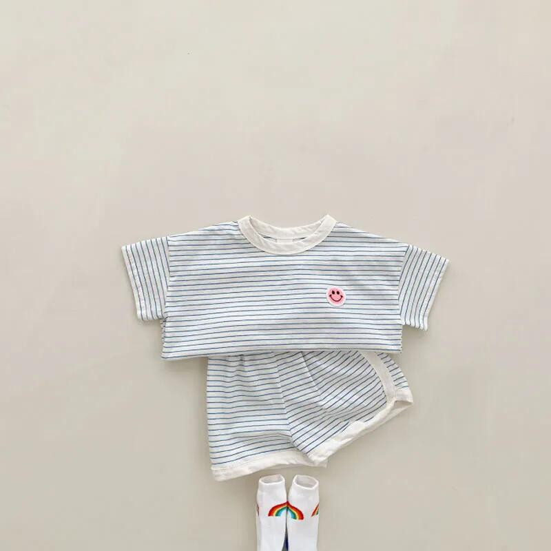 Комплект къси панталони с тениска с къс ръкав и усмихнато лице за момичета, детски зимен удебелен топъл комплект с дълги ръкави и дълги панталони