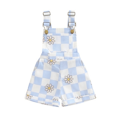 2024. 03. 19. Lioraitiin kisgyermek kislány overál rövid sakktábla virágmintás nyári ujjatlan nadrágos jumpsuit lányoknak