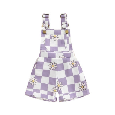 2024. 03. 19. Lioraitiin kisgyermek kislány overál rövid sakktábla virágmintás nyári ujjatlan nadrágos jumpsuit lányoknak