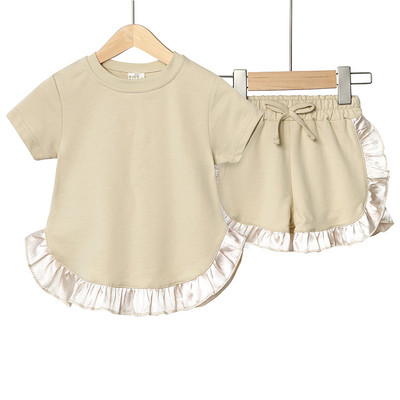 Nyári Kids Little Sweet Girls Ruhakészletek Pamut Luxus Háztartási Ruha Top+Shortok Gyerekruhák Tipegő Babaruhák Öltöny 2db