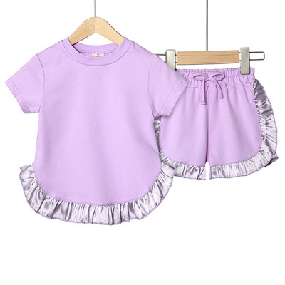 Nyári Kids Little Sweet Girls Ruhakészletek Pamut Luxus Háztartási Ruha Top+Shortok Gyerekruhák Tipegő Babaruhák Öltöny 2db