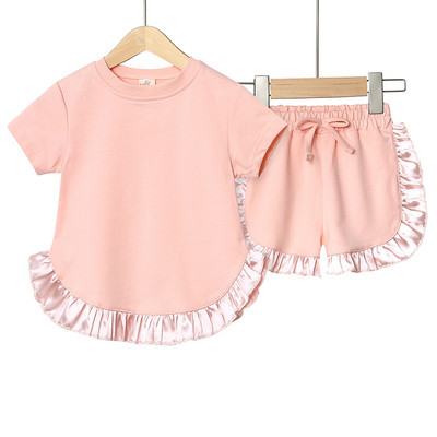 Nyári Kids Little Sweet Girls Ruhakészletek Pamut Luxus Háztartási Ruha Top+Shortok Gyerekruhák Tipegő Babaruhák Öltöny 2db