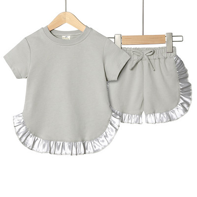 Nyári Kids Little Sweet Girls Ruhakészletek Pamut Luxus Háztartási Ruha Top+Shortok Gyerekruhák Tipegő Babaruhák Öltöny 2db