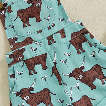 Ρετρό Παιδικές Παιδικές Κορίτσια Καλοκαιρινές Ολόσωμες φόρμες Animal print Αμάνικο αμάνικο μπλουζάκι με λουράκι τσέπης Σορτς αισθητικής παντελόνι