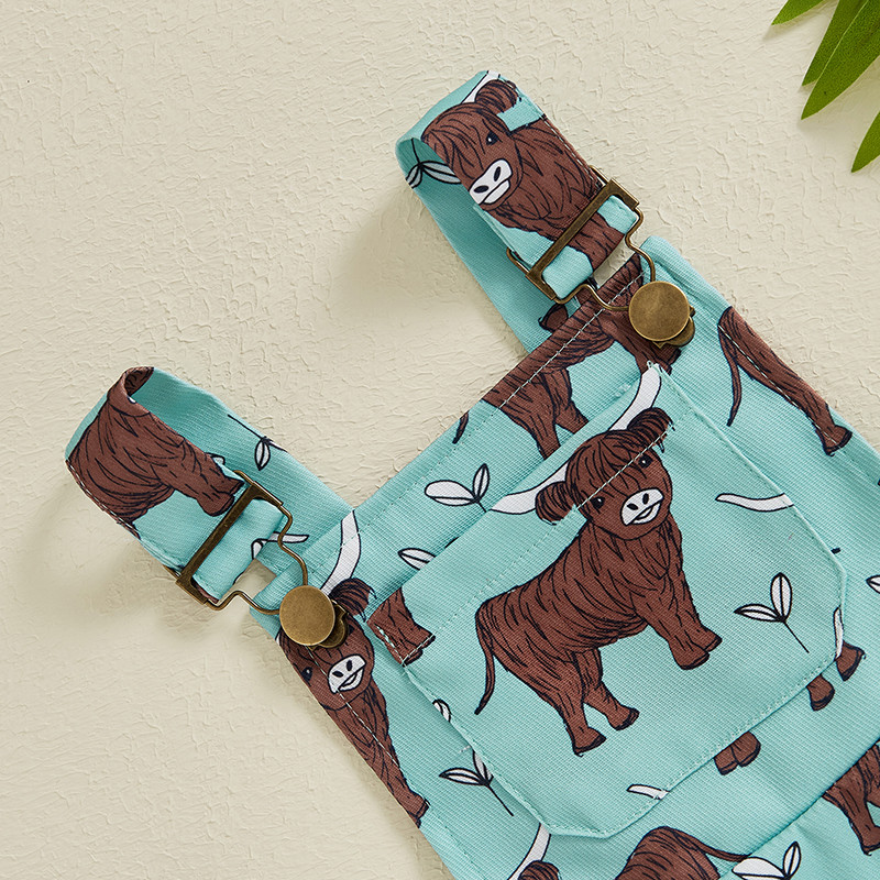 Ретро Деца Деца Момичета Летни гащеризони Животински принт Без ръкави Без гръб Копчета с джоб презрамка Гащеризони Къси панталони Естетични панталони