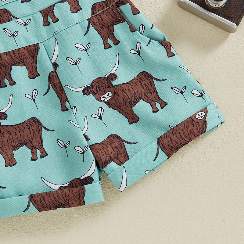 Ретро Деца Деца Момичета Летни гащеризони Животински принт Без ръкави Без гръб Копчета с джоб презрамка Гащеризони Къси панталони Естетични панталони