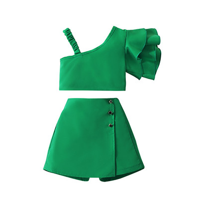 Pudcoco Kids Baby Girls rövidnadrág szett, Aszimmetrikus Ujjatlan Mellény Shorts Nyári 2 részes Solid Outfit 18M-6T