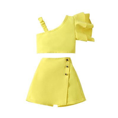 Pudcoco Kids Baby Girls rövidnadrág szett, Aszimmetrikus Ujjatlan Mellény Shorts Nyári 2 részes Solid Outfit 18M-6T