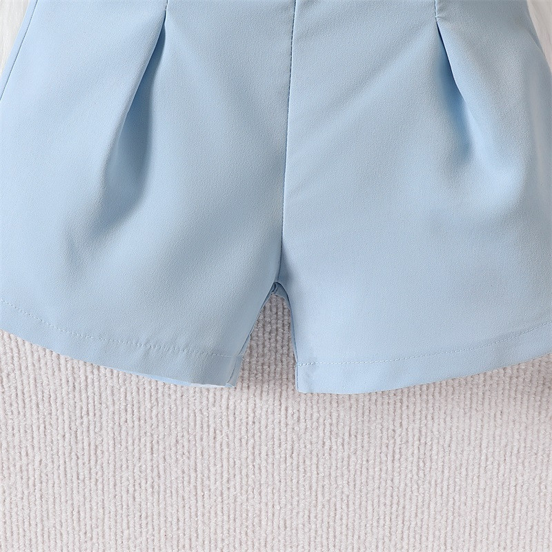 Pudcoco Малки деца, летни дрехи за бебета и момичета, едноцветни без ръкави, без ръкави, с къси панталонки, 2 бр., 18M-6T