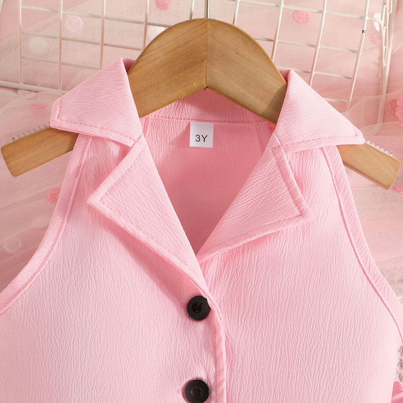 1-6Yrs Деца Момичета Блейзър Дрехи Екипи Без Ръкави Клеш Панталони С Панталони 2бр. Летни Детски Дрехи Костюми