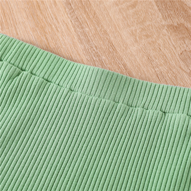 2-7 години костюм от две части за момичета Моден едноцветен тениска с къс ръкав и комплекти къса пола с волани Летни екипи за момичета