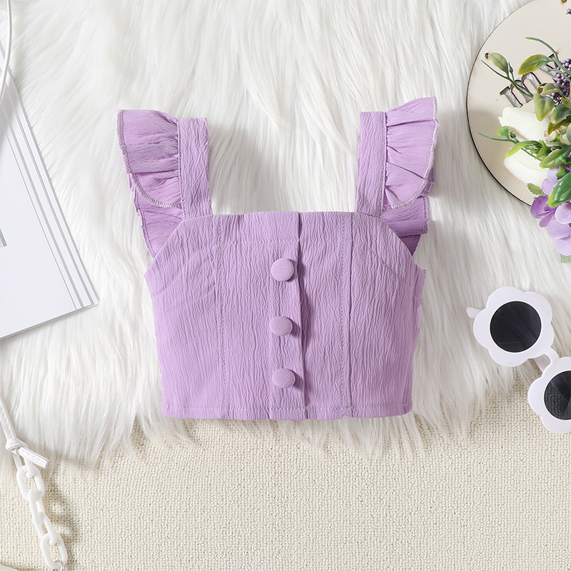 Listenwind Комплект за малки момичета 2 бр. Летни екипи с волани Потници без ръкави и комплект поли с колан Бебешки дрехи за 1-6 години