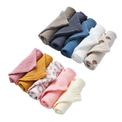 5 τμχ Βρεφική βαμβακερή τετράγωνη πετσέτα βρεφικής πετσέτας χεριών προσώπου μαντήλι μουσελίνας τροφοδοσίας σαλιάρα πανί ρέψιμο πετσέτα σάλιου δώρα