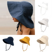 Baby Sun Hat Summer Boys Girls Bocket Καπέλο Παιδικά βαμβακερά UV Καπέλα ταξιδιού Παιδικά μεγάλα γείσα υπαίθρια καπέλα παραλίας Μόδα Casual Panama Cap