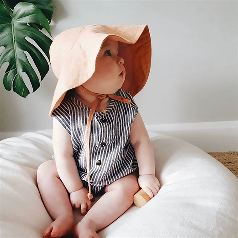 Baby SunHat Summer Boys Girls Bucket Hat Детски памучни UV шапки за пътуване Детски плажни шапки с голяма периферия на открито Модна ежедневна панама шапка