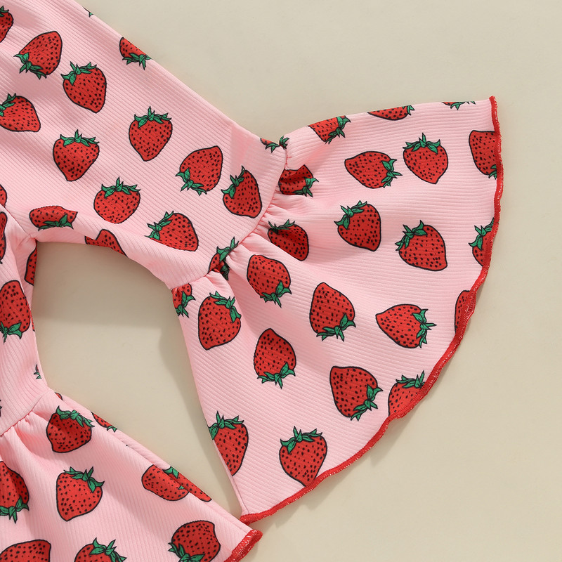 ma&baby 6M-5Y Денят на Свети Валентин Бебе, малко дете, бебе, момиче, комплекти дрехи, ягодови горнища, кльощави панталони, летни тоалети D05