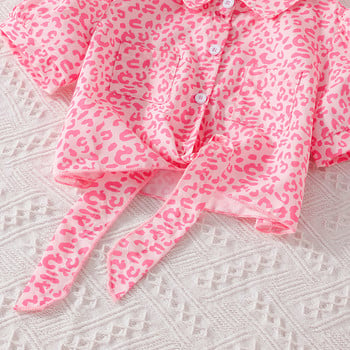 2Piece Summer outfit Πολυτελή ρούχα για κορίτσια Μόδα ροζ στάμπα Κοντό μανίκι βαμβακερά μπλουζάκια για μωρά+φούστα παιδικά ρούχα Παιδικά σετ BC142